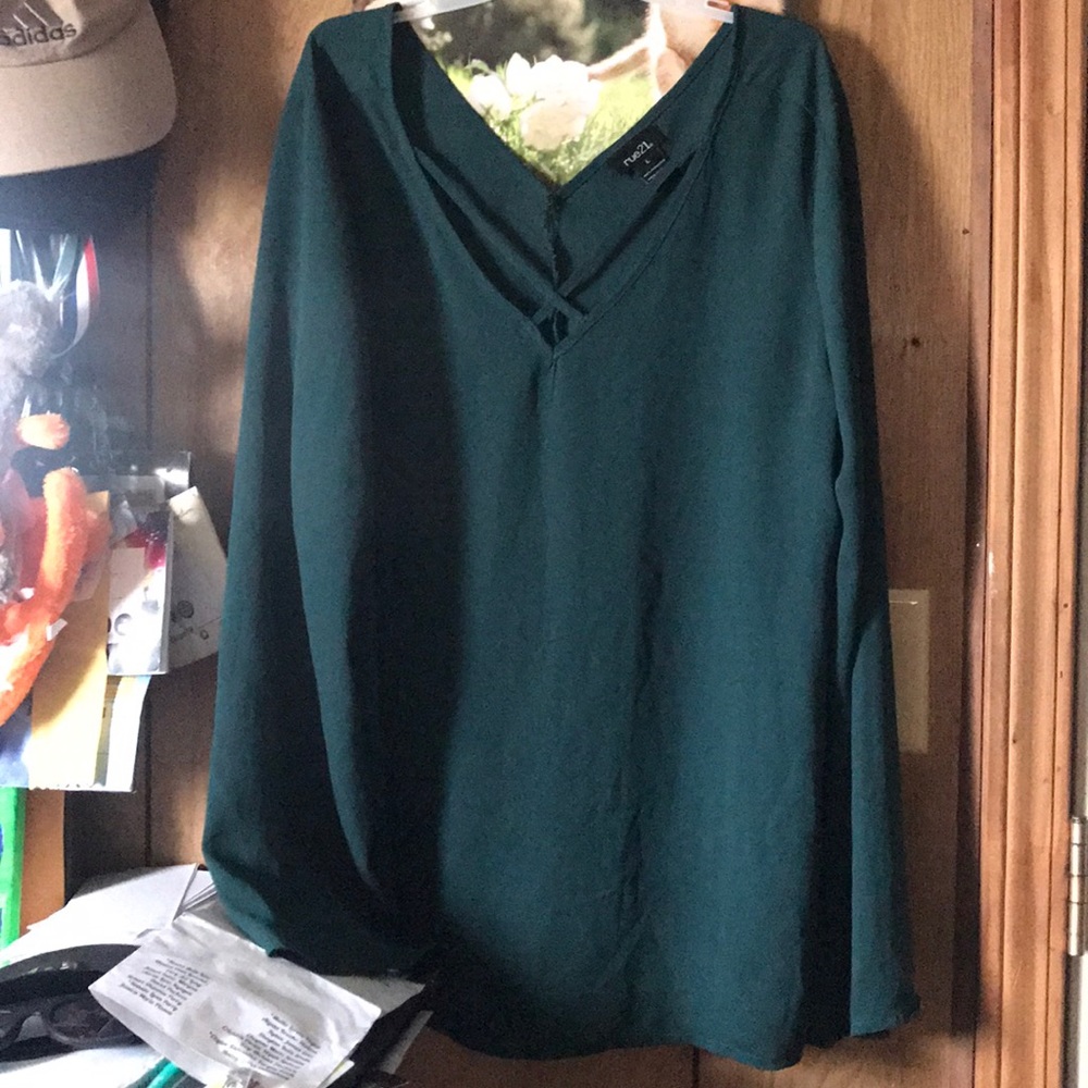 Large forest green blouse.